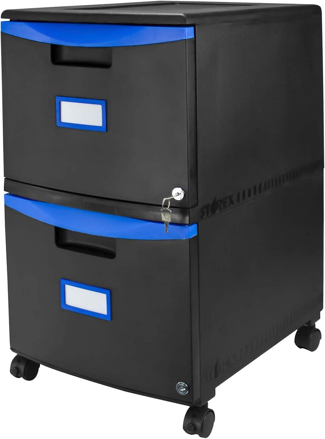 imageStorex Plastic 1Drawer Mobile File Cabinet LetterLegal Black 61265A01CBlackBlue