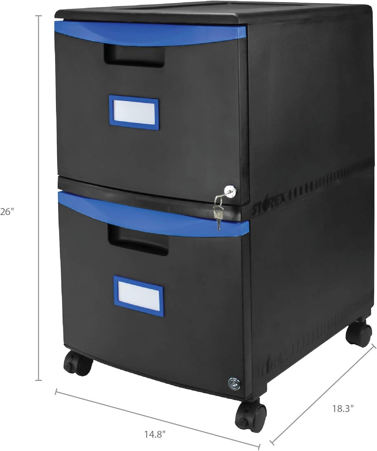 imageStorex Plastic 1Drawer Mobile File Cabinet LetterLegal Black 61265A01CBlackBlue