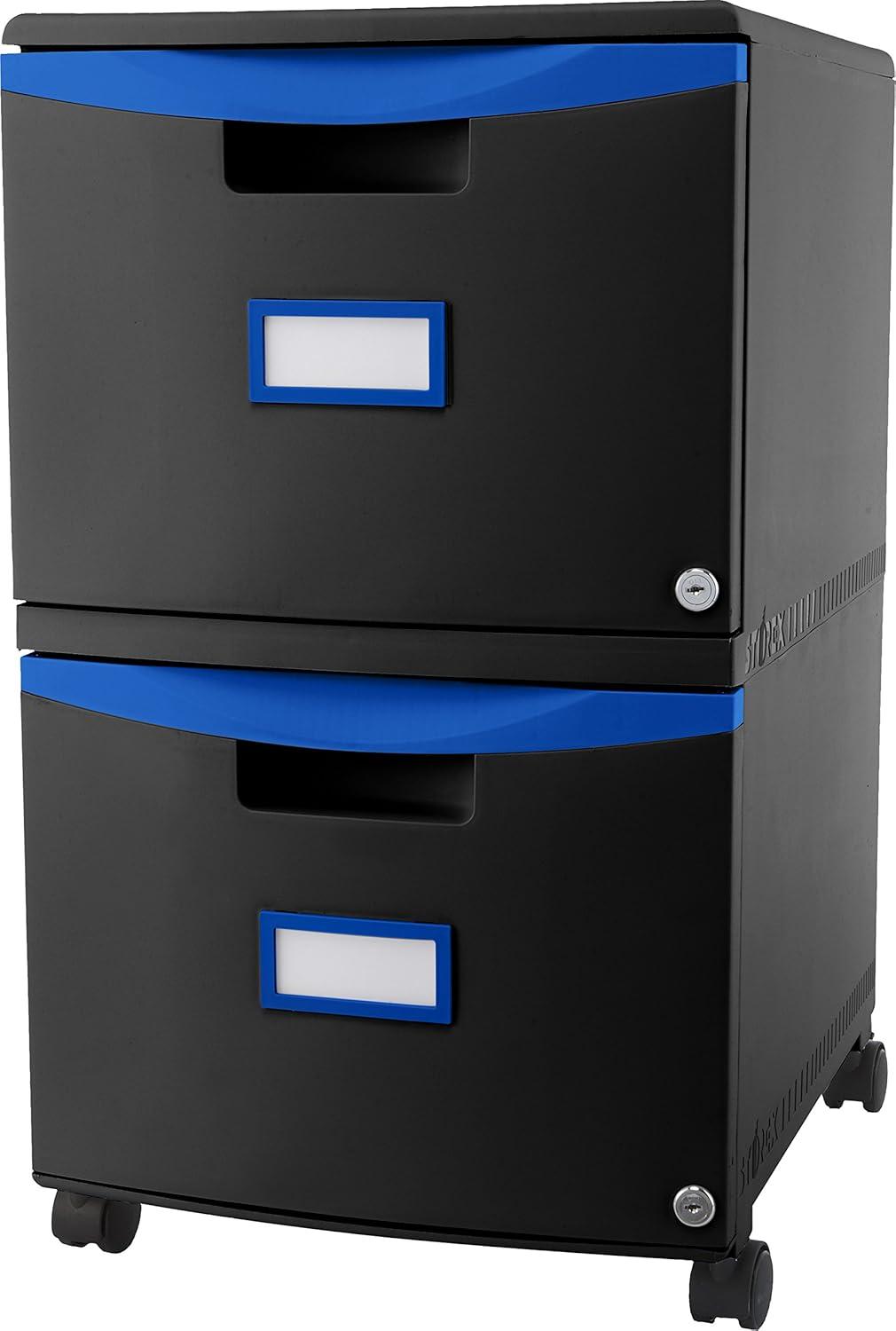 imageStorex Plastic 1Drawer Mobile File Cabinet LetterLegal Black 61265A01CBlackBlue