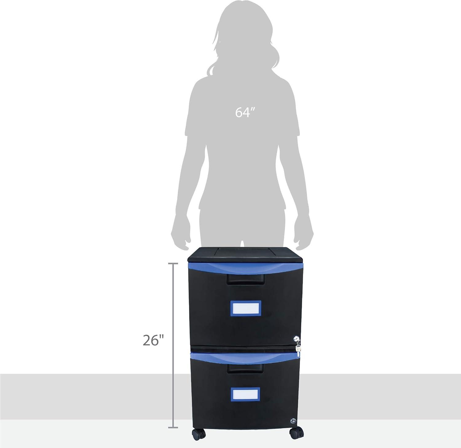 imageStorex Plastic 1Drawer Mobile File Cabinet LetterLegal Black 61265A01CBlackBlue