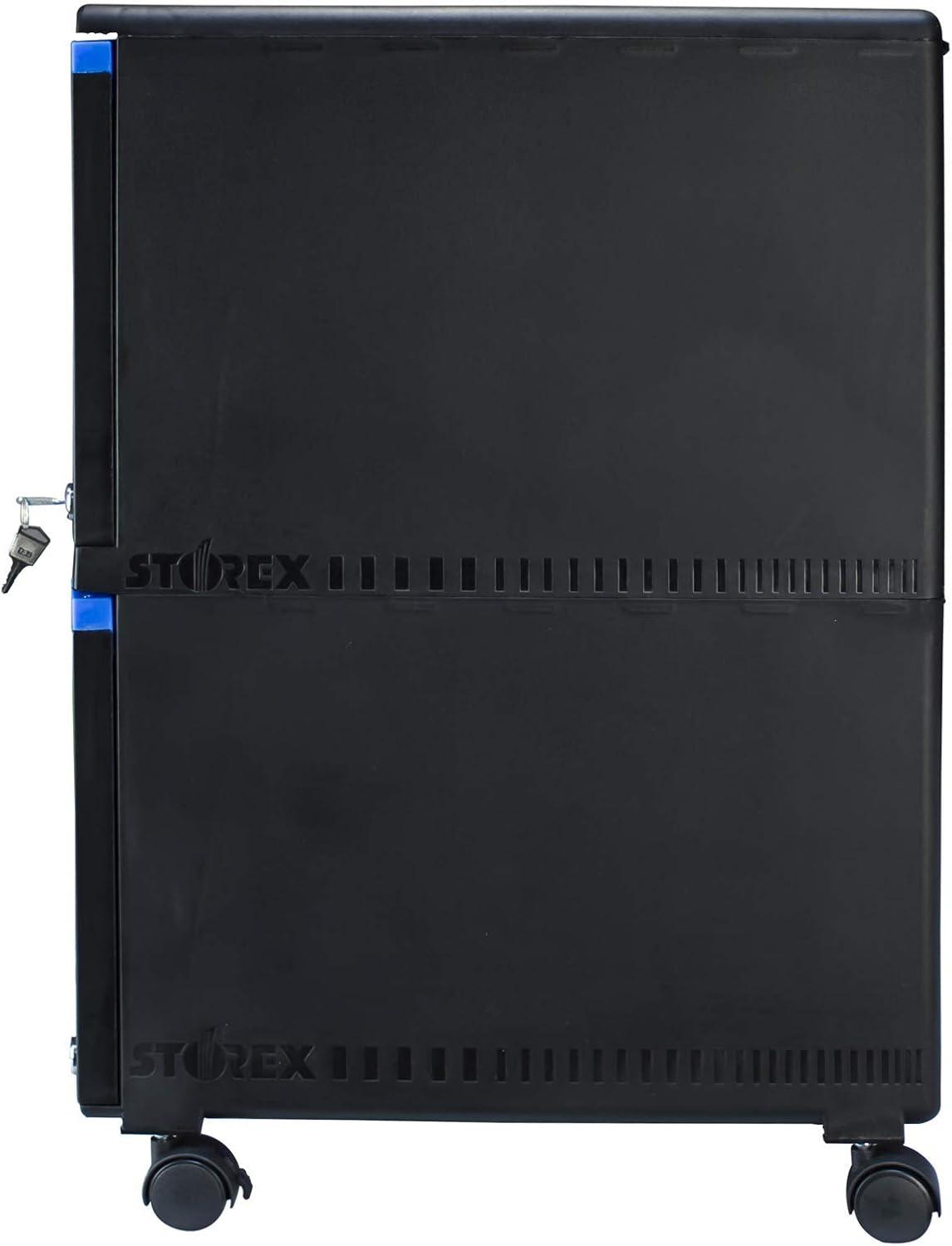 imageStorex Plastic 1Drawer Mobile File Cabinet LetterLegal Black 61265A01CBlackBlue