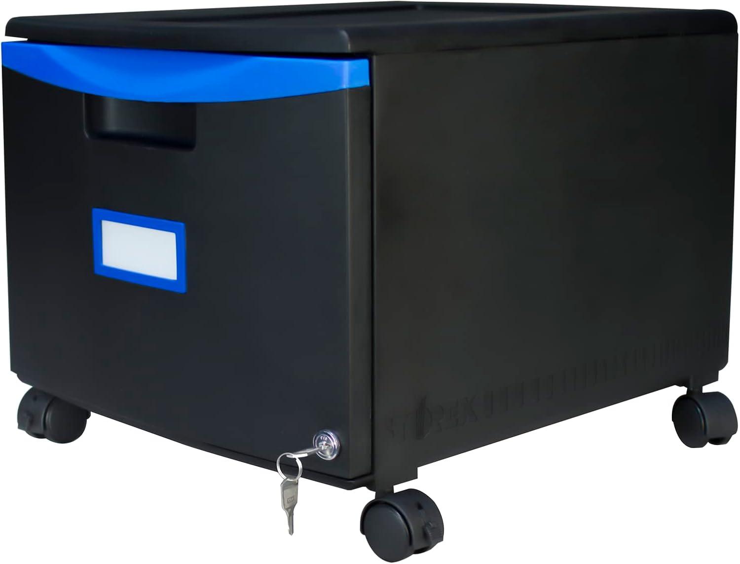 imageStorex Plastic 1Drawer Mobile File Cabinet LetterLegal Black 61265A01CBlackBlue