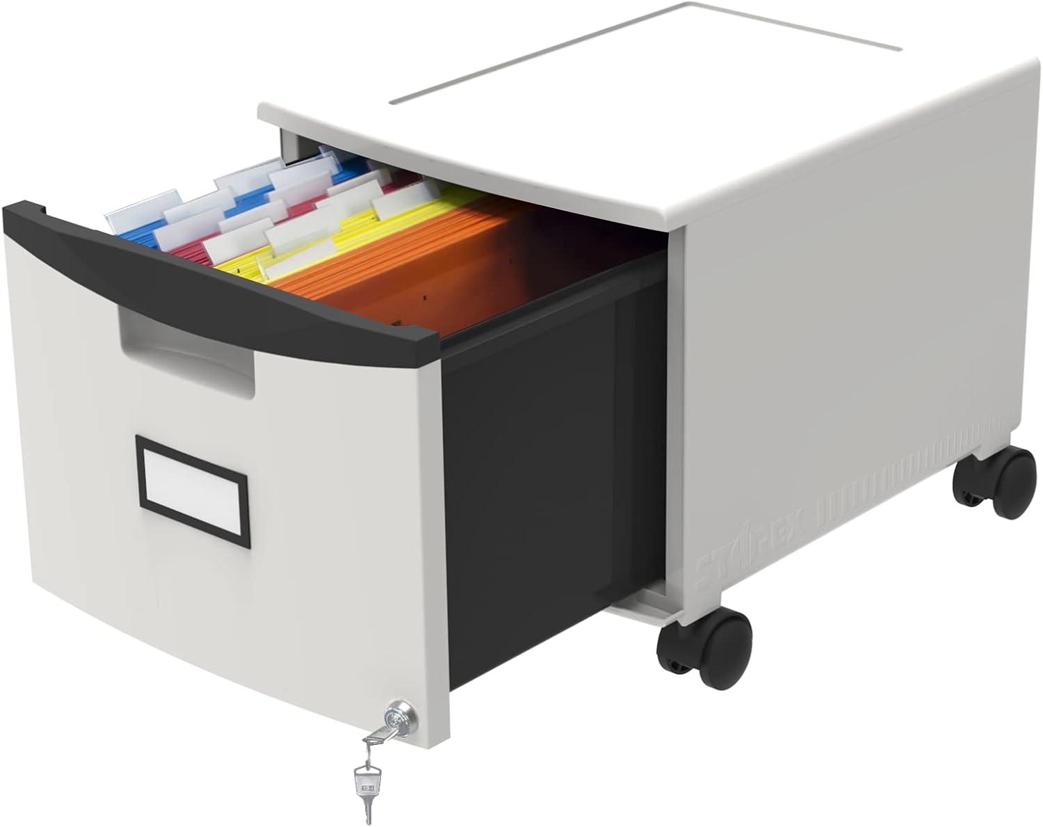 imageStorex Plastic 1Drawer Mobile File Cabinet LetterLegal Black 61265A01CGrayBlack