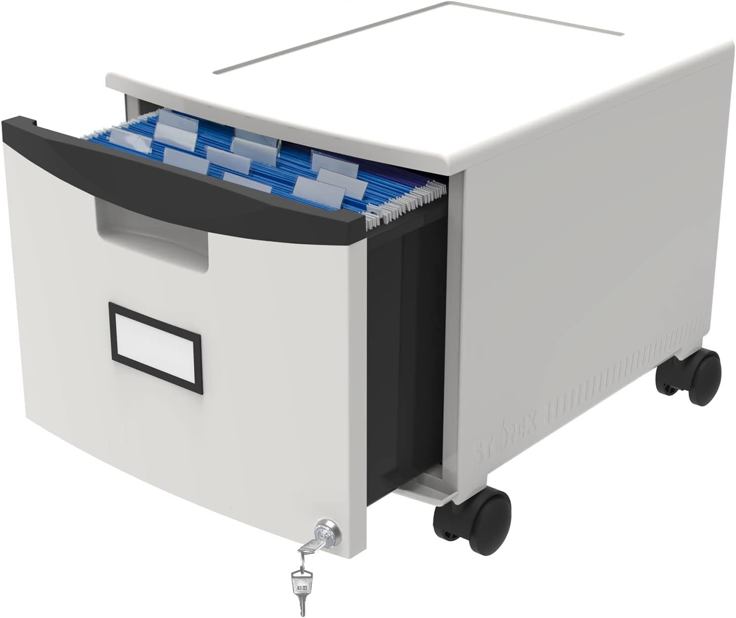 imageStorex Plastic 1Drawer Mobile File Cabinet LetterLegal Black 61265A01CGrayBlack