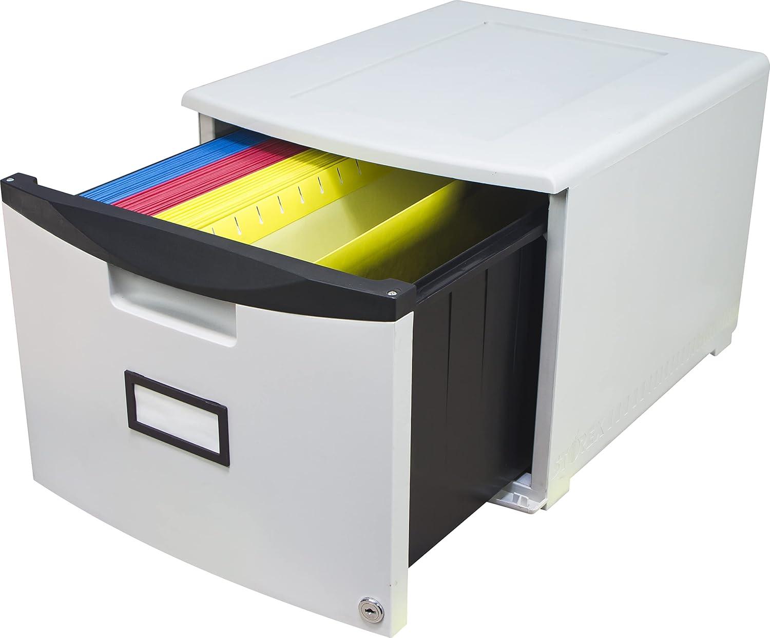 imageStorex Plastic 1Drawer Mobile File Cabinet LetterLegal Black 61265A01CGrayBlack