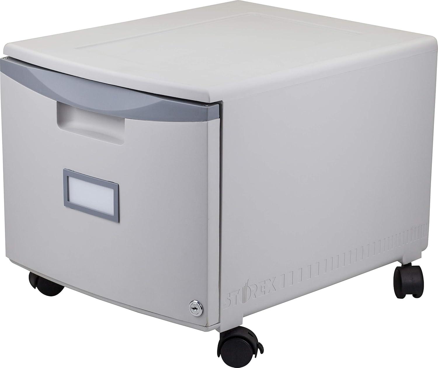 imageStorex Plastic 1Drawer Mobile File Cabinet LetterLegal Black 61265A01CGreyDark Grey
