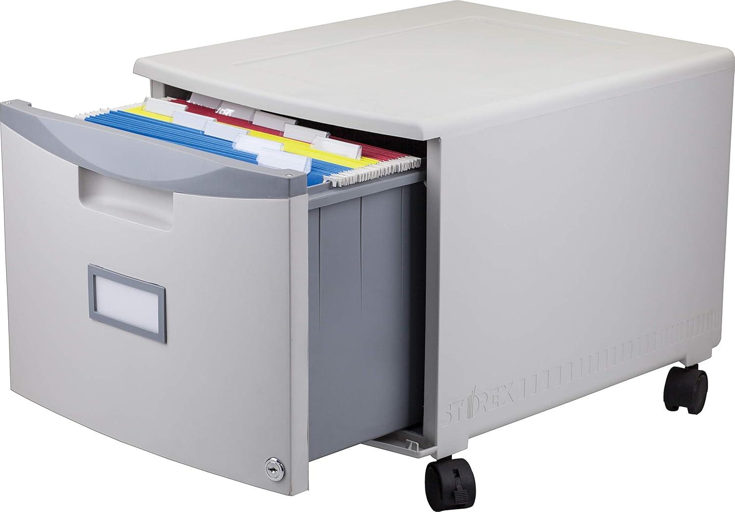 imageStorex Plastic 1Drawer Mobile File Cabinet LetterLegal Black 61265A01CGreyDark Grey