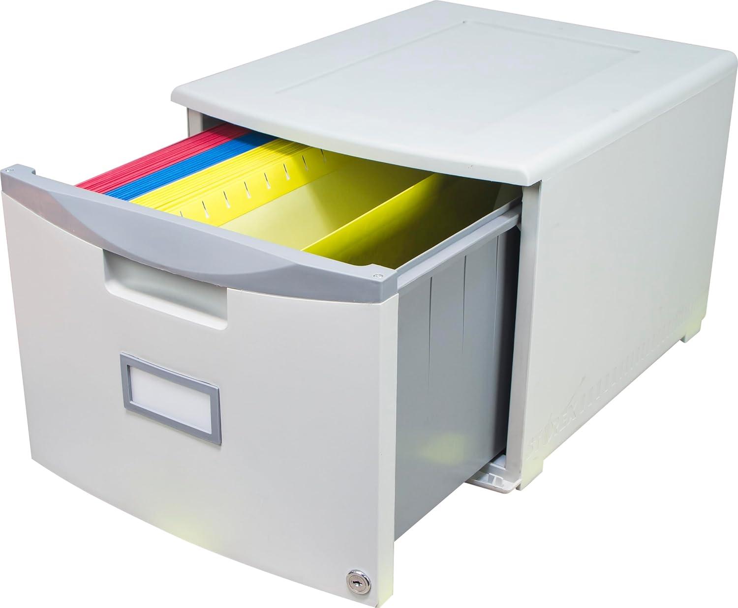 imageStorex Plastic 1Drawer Mobile File Cabinet LetterLegal Black 61265A01CGreyDark Grey
