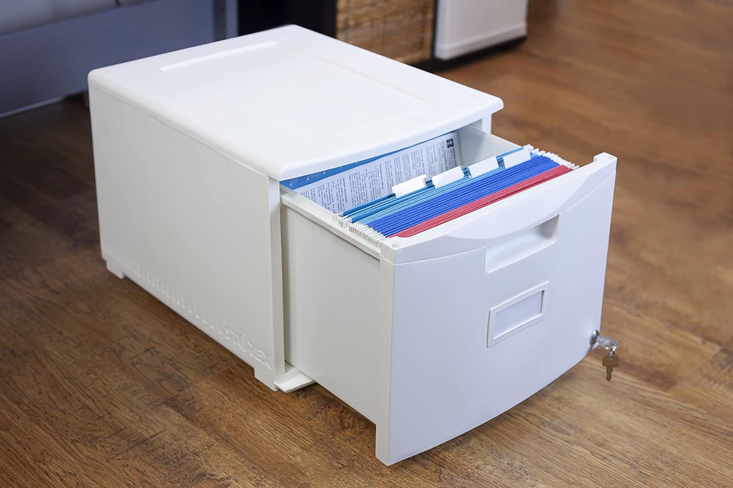 imageStorex Plastic 1Drawer Mobile File Cabinet LetterLegal Black 61265A01CWhite