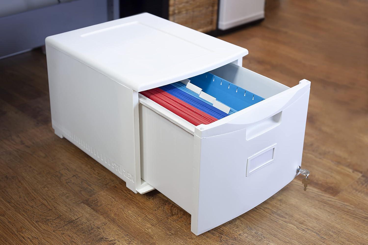 imageStorex Plastic 1Drawer Mobile File Cabinet LetterLegal Black 61265A01CWhite