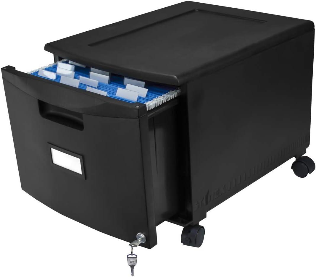 imageStorex Plastic OneDrawer File Cabinet Locking Document Organizer for Home and Office Black 2Pack 61265B02CBlack