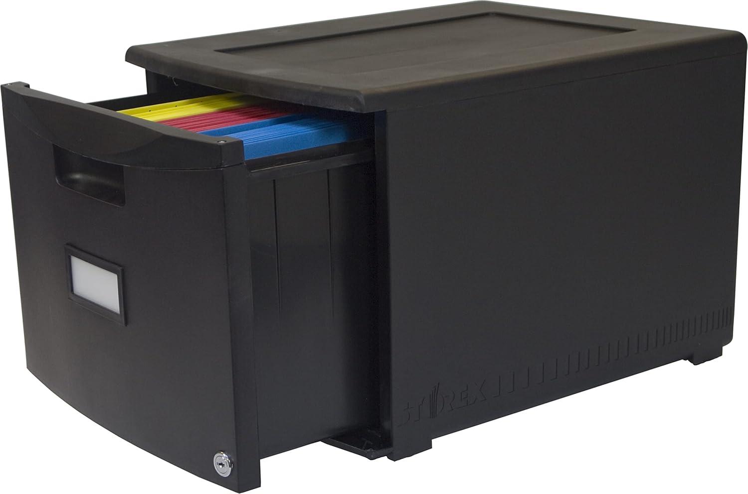 imageStorex Plastic OneDrawer File Cabinet Locking Document Organizer for Home and Office Black 2Pack 61265B02CBlack