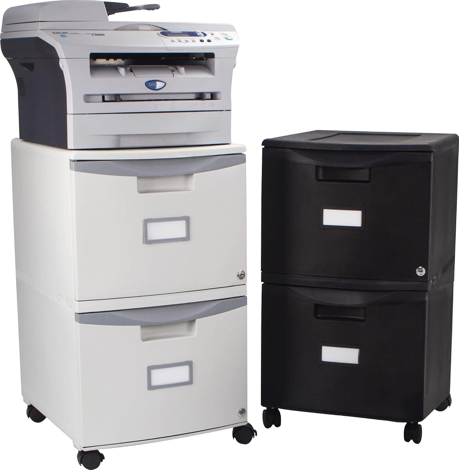 imageStorex Plastic OneDrawer File Cabinet Locking Document Organizer for Home and Office Black 2Pack 61265B02CBlack