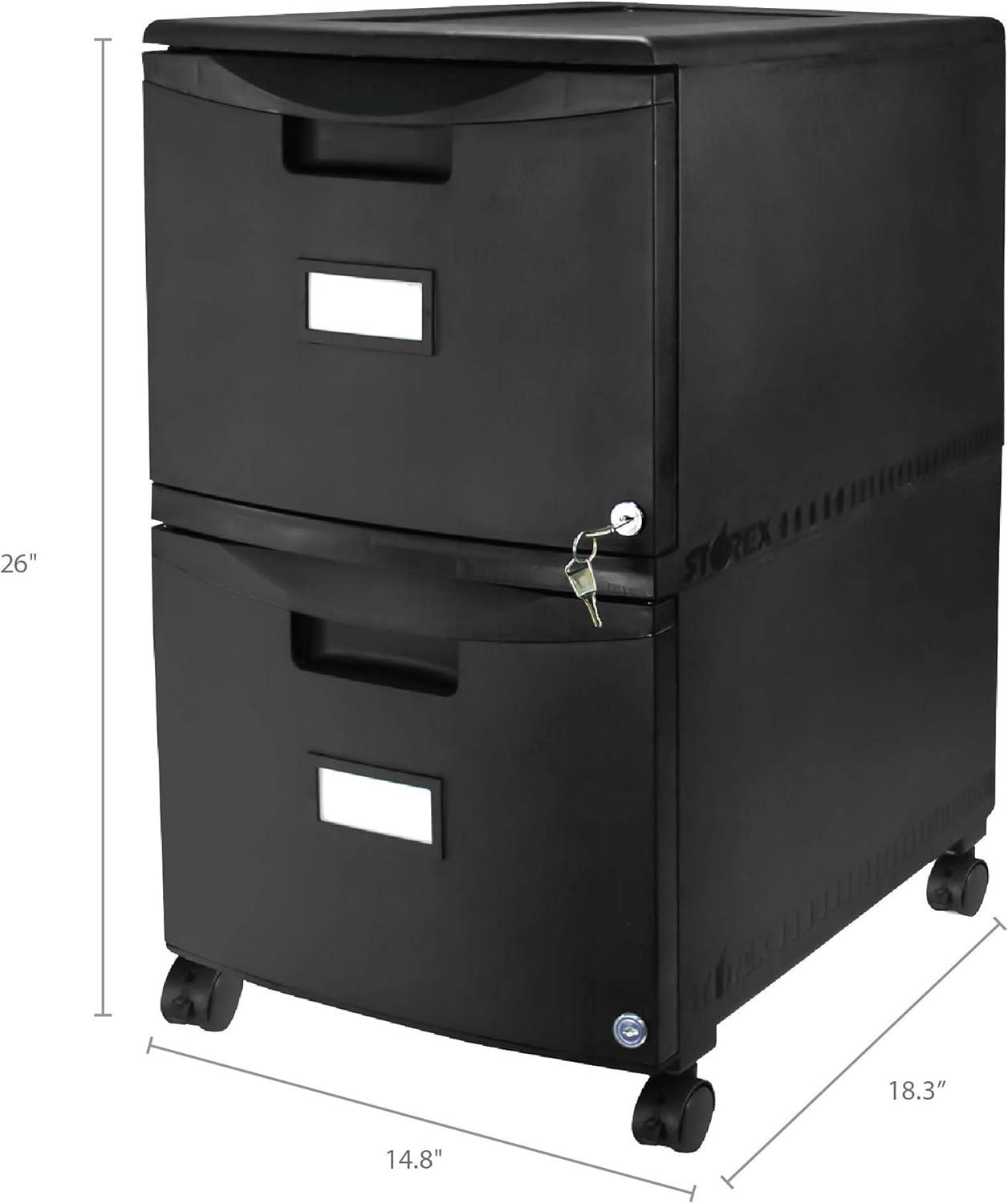 imageStorex Plastic OneDrawer File Cabinet Locking Document Organizer for Home and Office Black 2Pack 61265B02CBlack