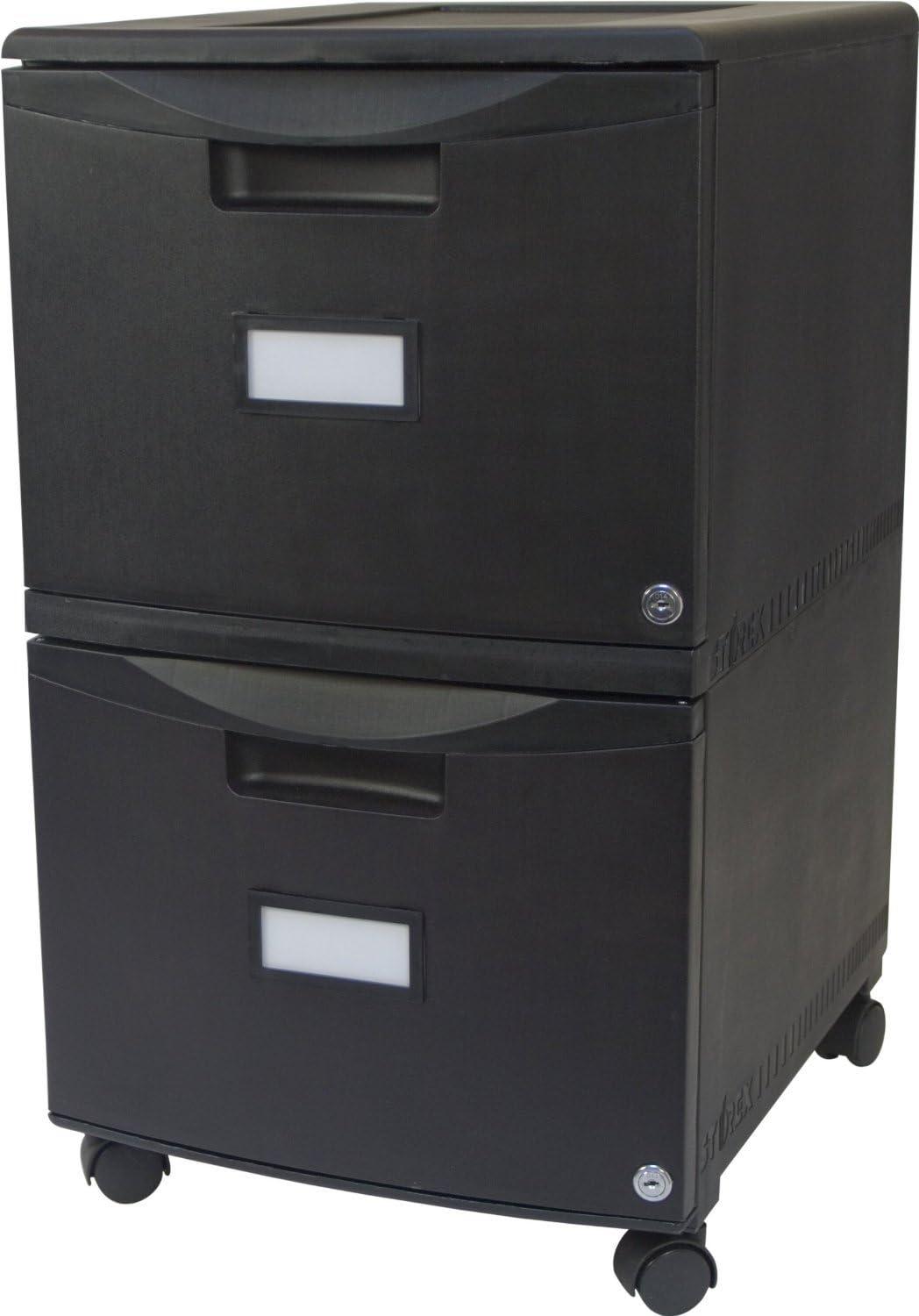imageStorex Plastic OneDrawer File Cabinet Locking Document Organizer for Home and Office Black 2Pack 61265B02CBlack