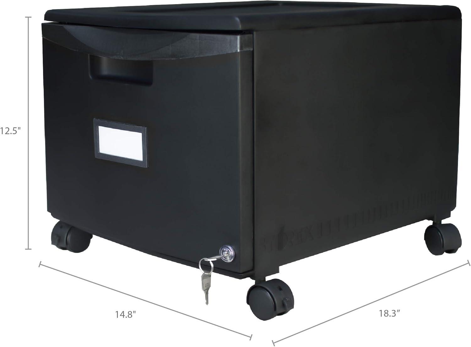 imageStorex Plastic OneDrawer File Cabinet Locking Document Organizer for Home and Office Black 2Pack 61265B02CBlack