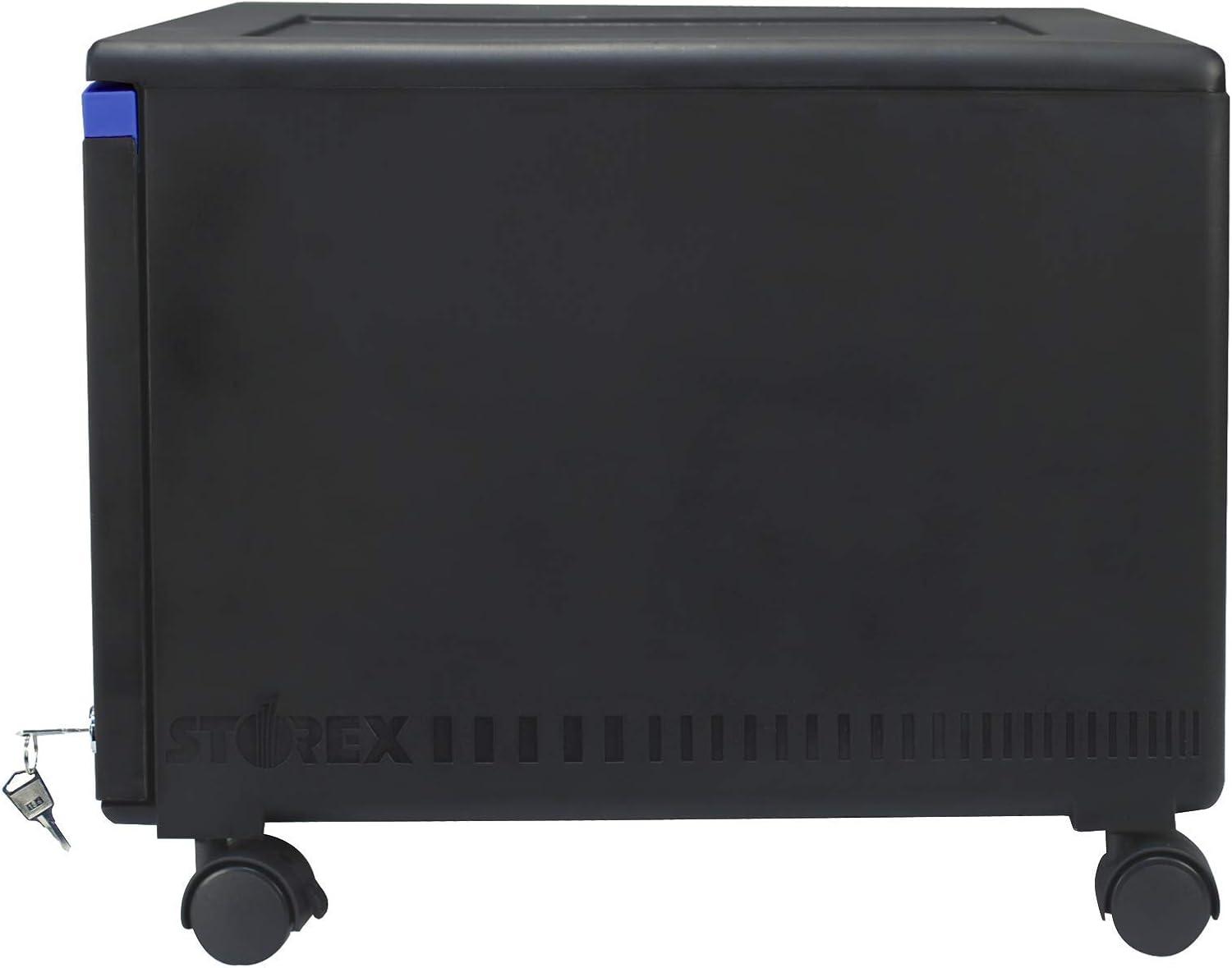 imageStorex Plastic OneDrawer File Cabinet Locking Document Organizer for Home and Office Black 2Pack 61265B02CBlackBlue