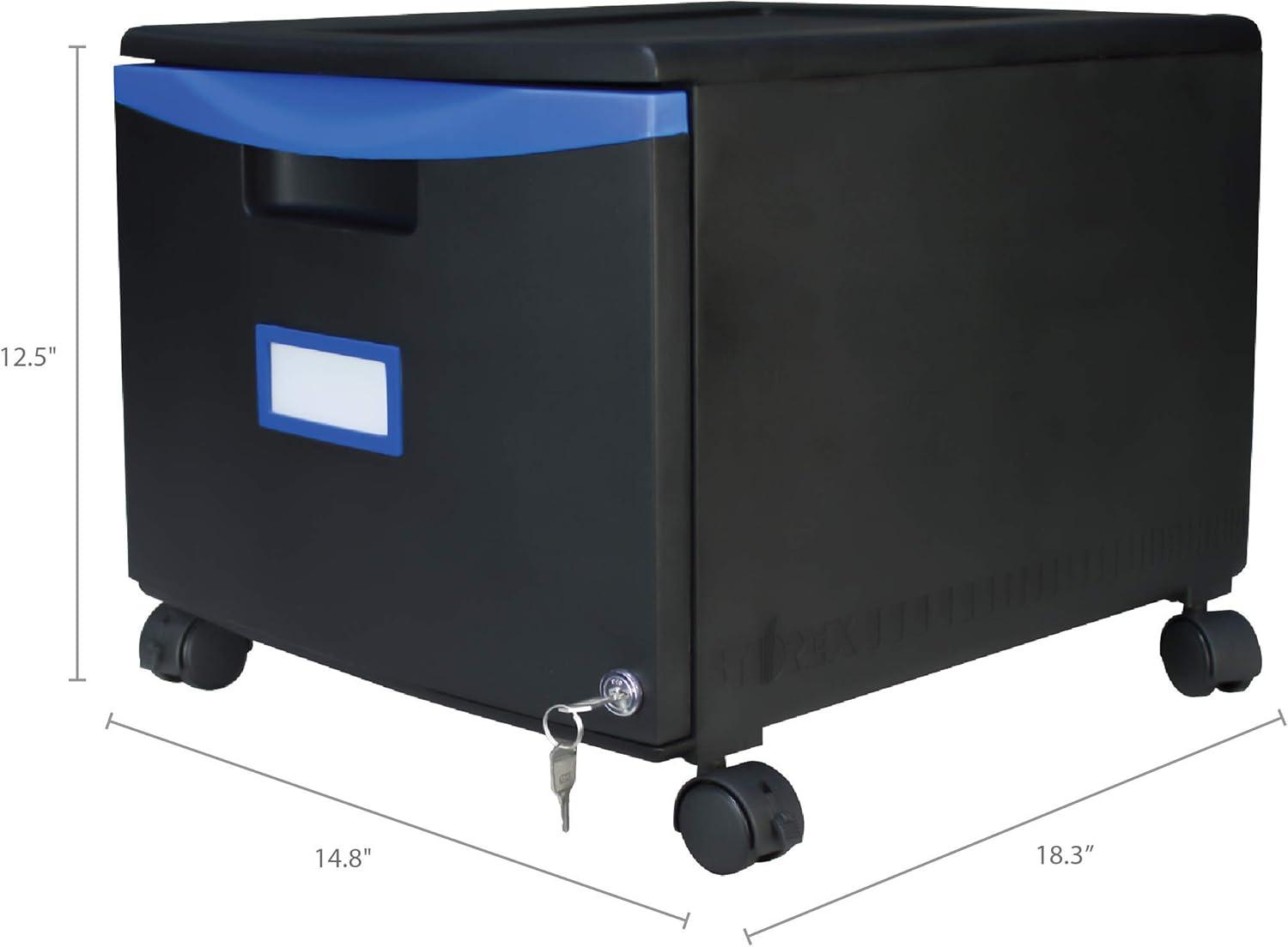 imageStorex Plastic OneDrawer File Cabinet Locking Document Organizer for Home and Office Black 2Pack 61265B02CBlackBlue