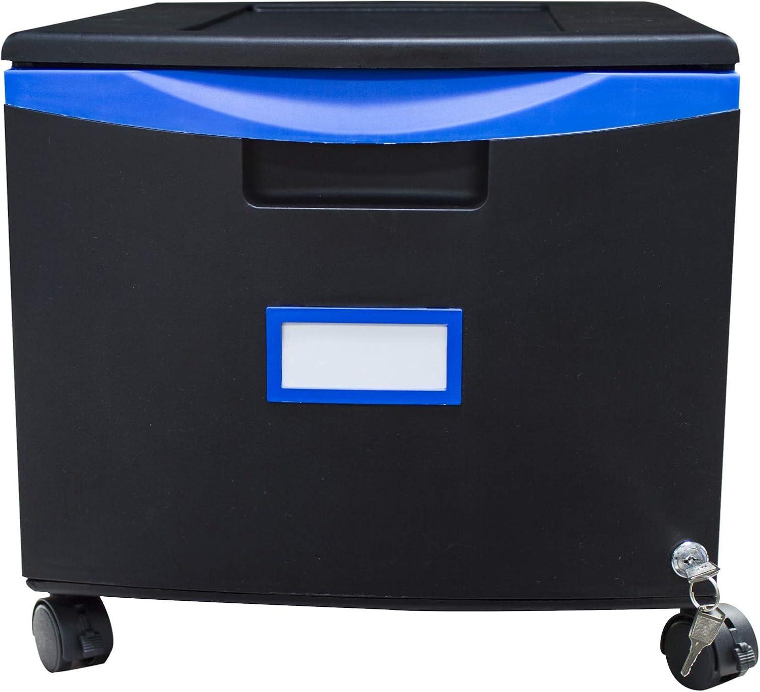 imageStorex Plastic OneDrawer File Cabinet Locking Document Organizer for Home and Office Black 2Pack 61265B02CBlackBlue
