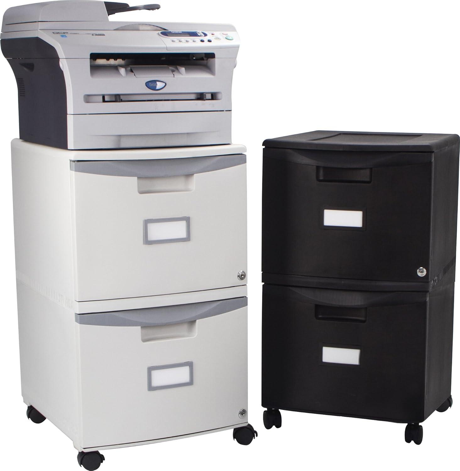 imageStorex Plastic OneDrawer File Cabinet Locking Document Organizer for Home and Office Black 2Pack 61265B02CBlackTeal