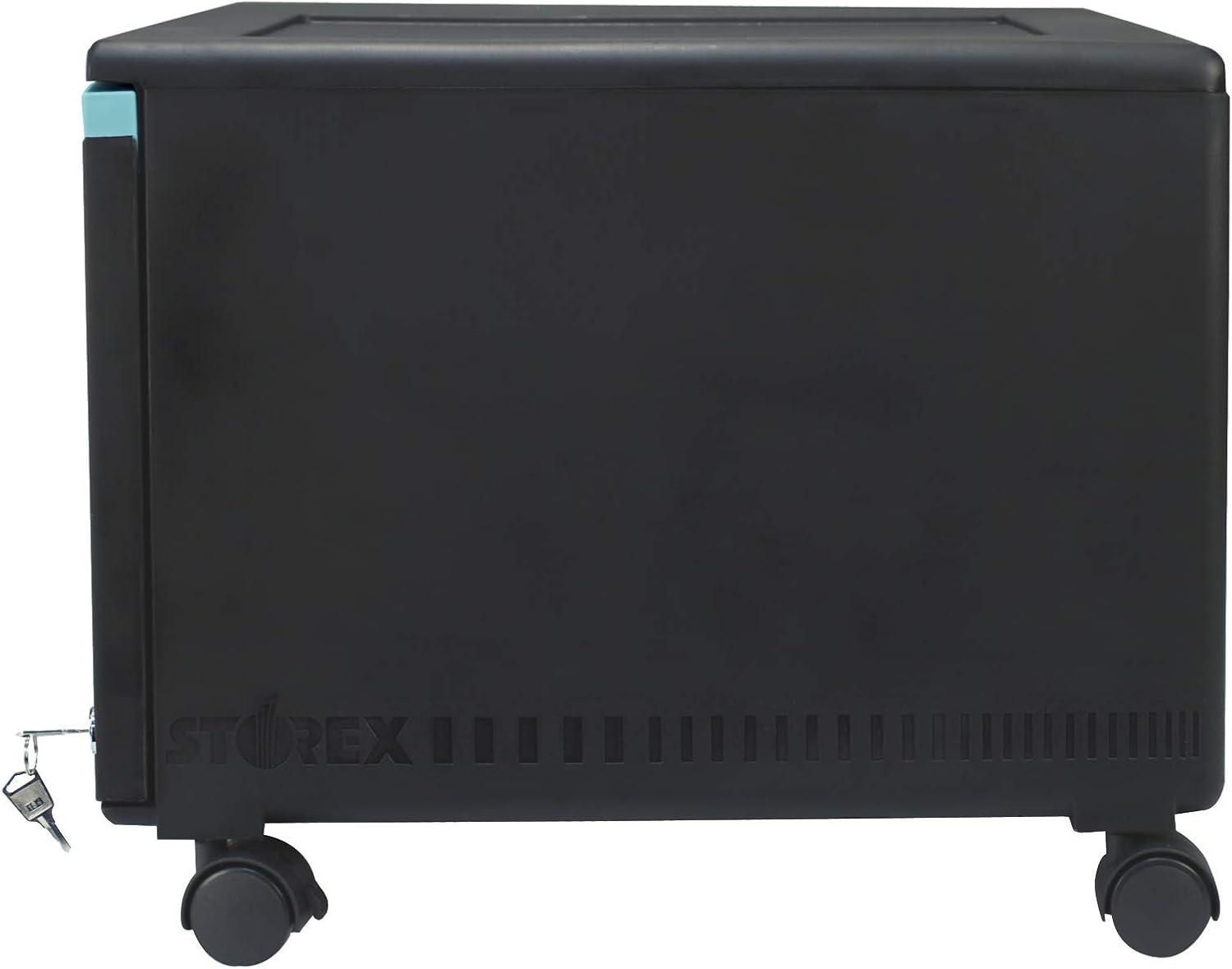 imageStorex Plastic OneDrawer File Cabinet Locking Document Organizer for Home and Office Black 2Pack 61265B02CBlackTeal