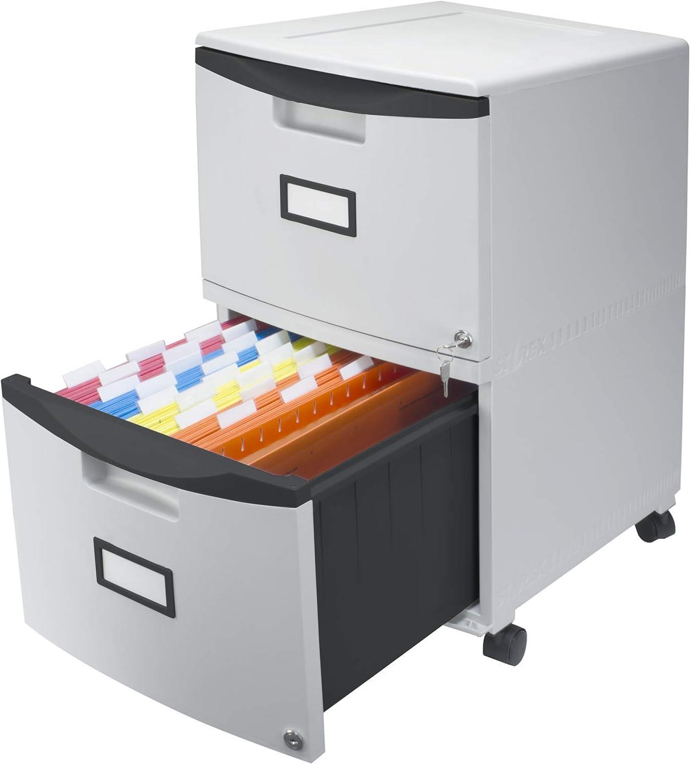 imageStorex Plastic OneDrawer File Cabinet Locking Document Organizer for Home and Office Black 2Pack 61265B02CGrayBlack