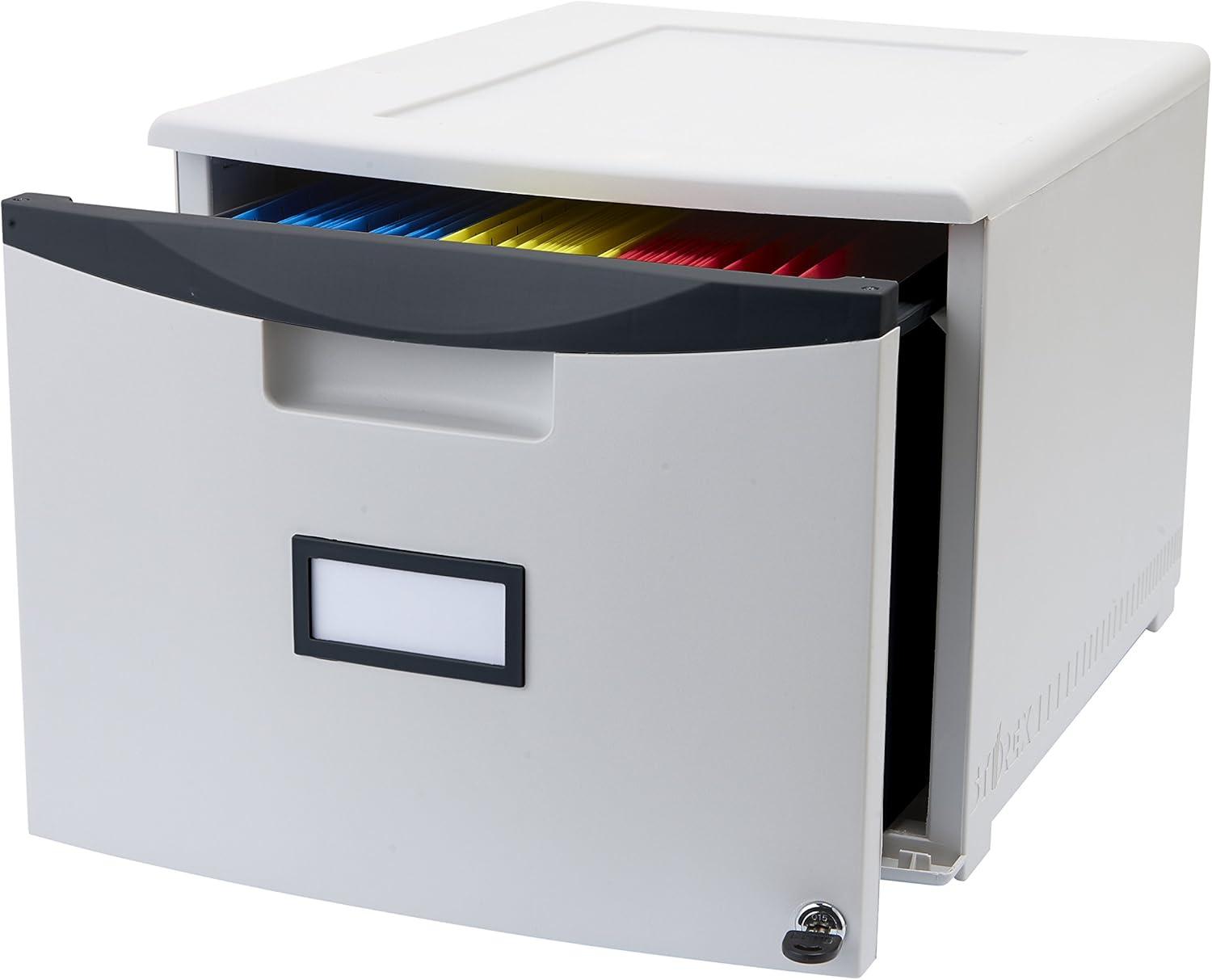imageStorex Plastic OneDrawer File Cabinet Locking Document Organizer for Home and Office Black 2Pack 61265B02CGrayBlack