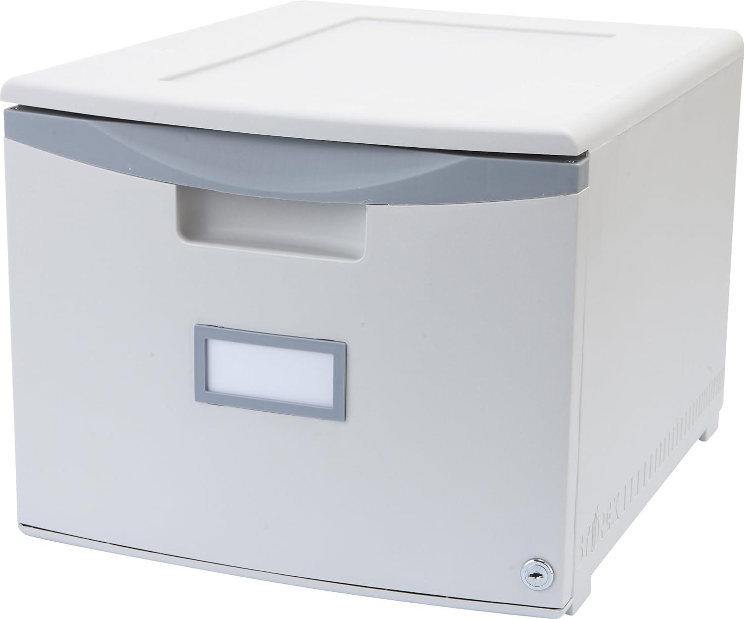 imageStorex Plastic OneDrawer File Cabinet Locking Document Organizer for Home and Office Black 2Pack 61265B02CGrey