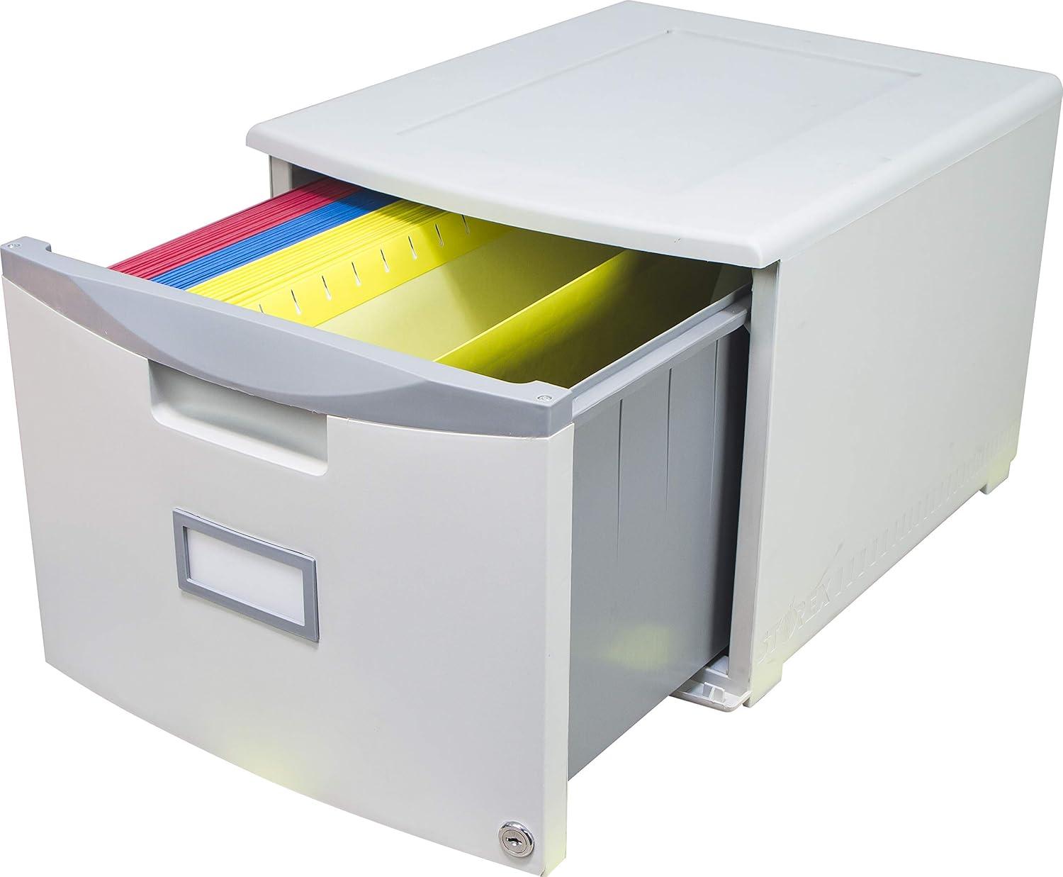 imageStorex Plastic OneDrawer File Cabinet Locking Document Organizer for Home and Office Black 2Pack 61265B02CGrey