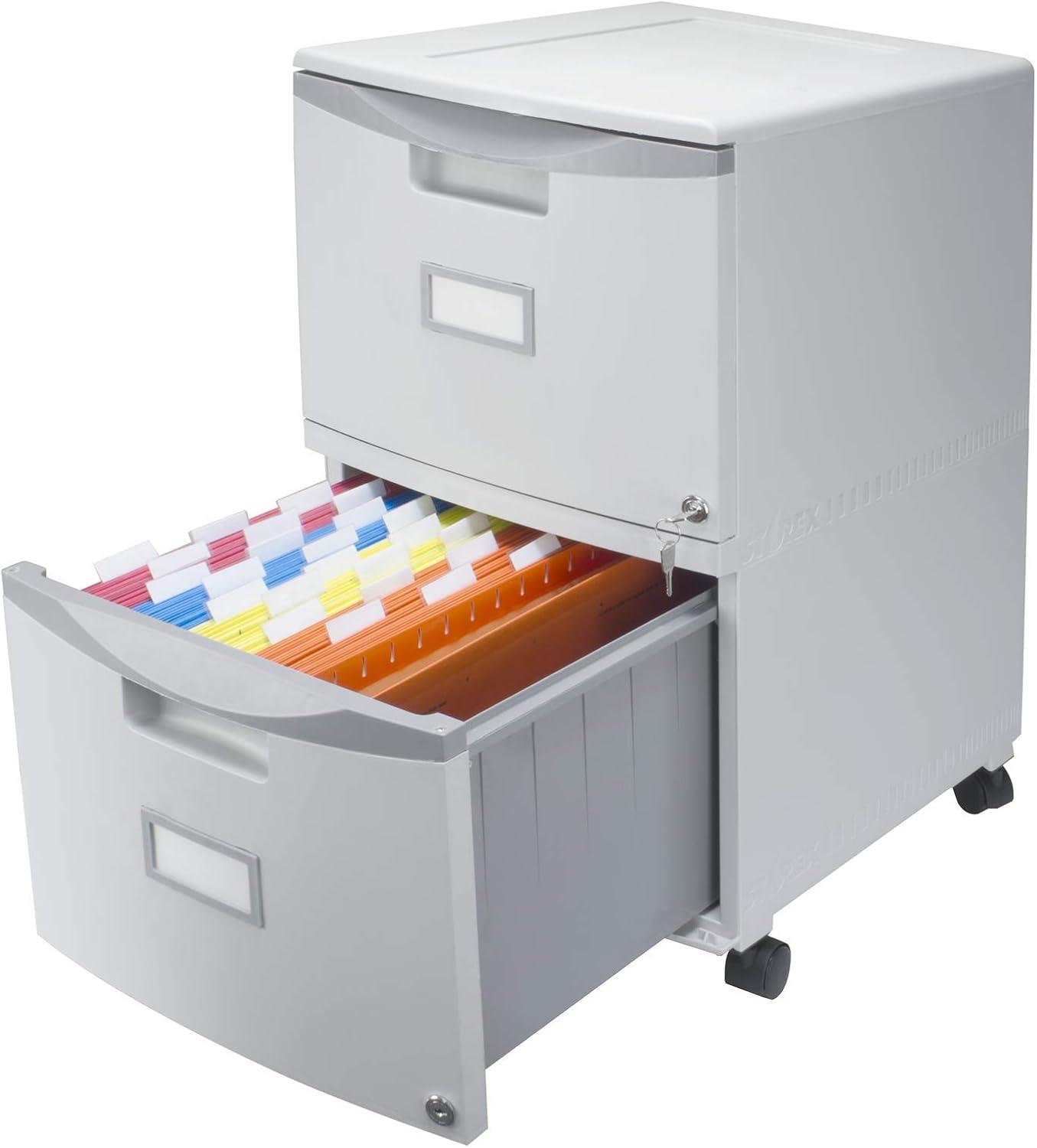 imageStorex Plastic OneDrawer File Cabinet Locking Document Organizer for Home and Office Black 2Pack 61265B02CGreyDark Grey