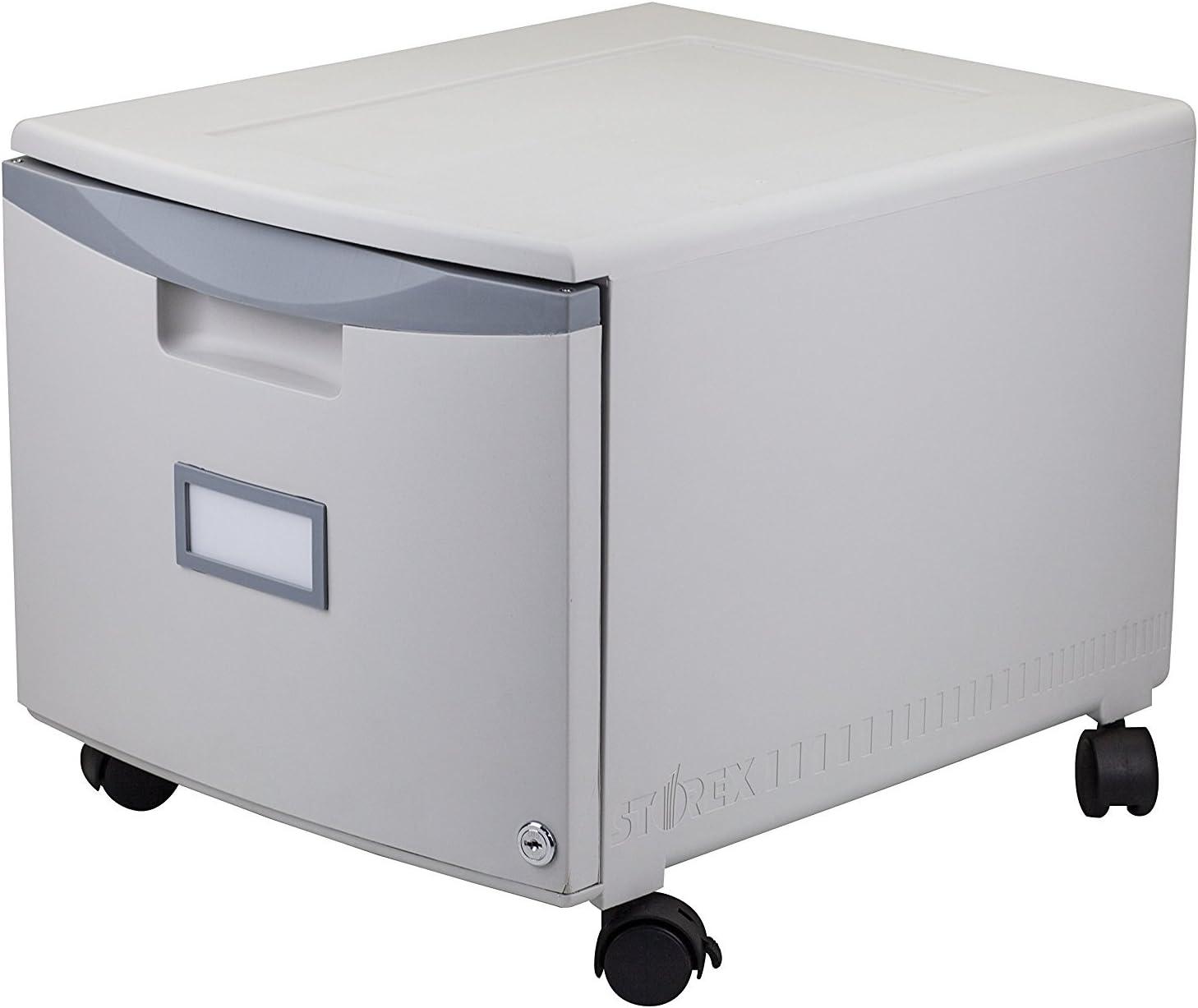 imageStorex Plastic OneDrawer File Cabinet Locking Document Organizer for Home and Office Black 2Pack 61265B02CGreyDark Grey