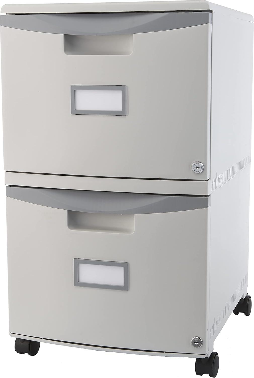 imageStorex Plastic OneDrawer File Cabinet Locking Document Organizer for Home and Office Black 2Pack 61265B02CGreyDark Grey
