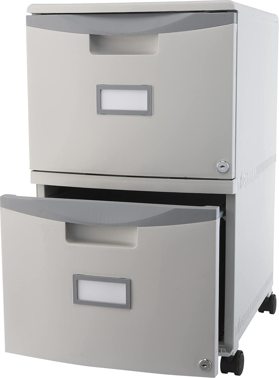 imageStorex Plastic OneDrawer File Cabinet Locking Document Organizer for Home and Office Black 2Pack 61265B02CGreyDark Grey