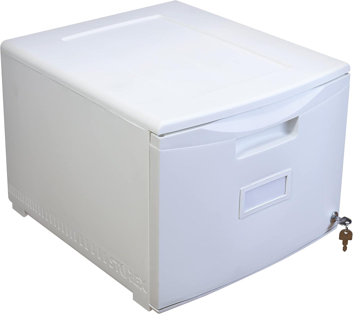 imageStorex Plastic OneDrawer File Cabinet Locking Document Organizer for Home and Office Black 2Pack 61265B02CWhite