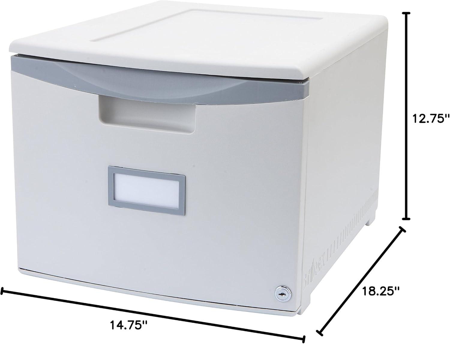 imageStorex Plastic OneDrawer File Cabinet Locking Document Organizer for Home and Office Gray 1Pack 61251B01CGreyDark Grey