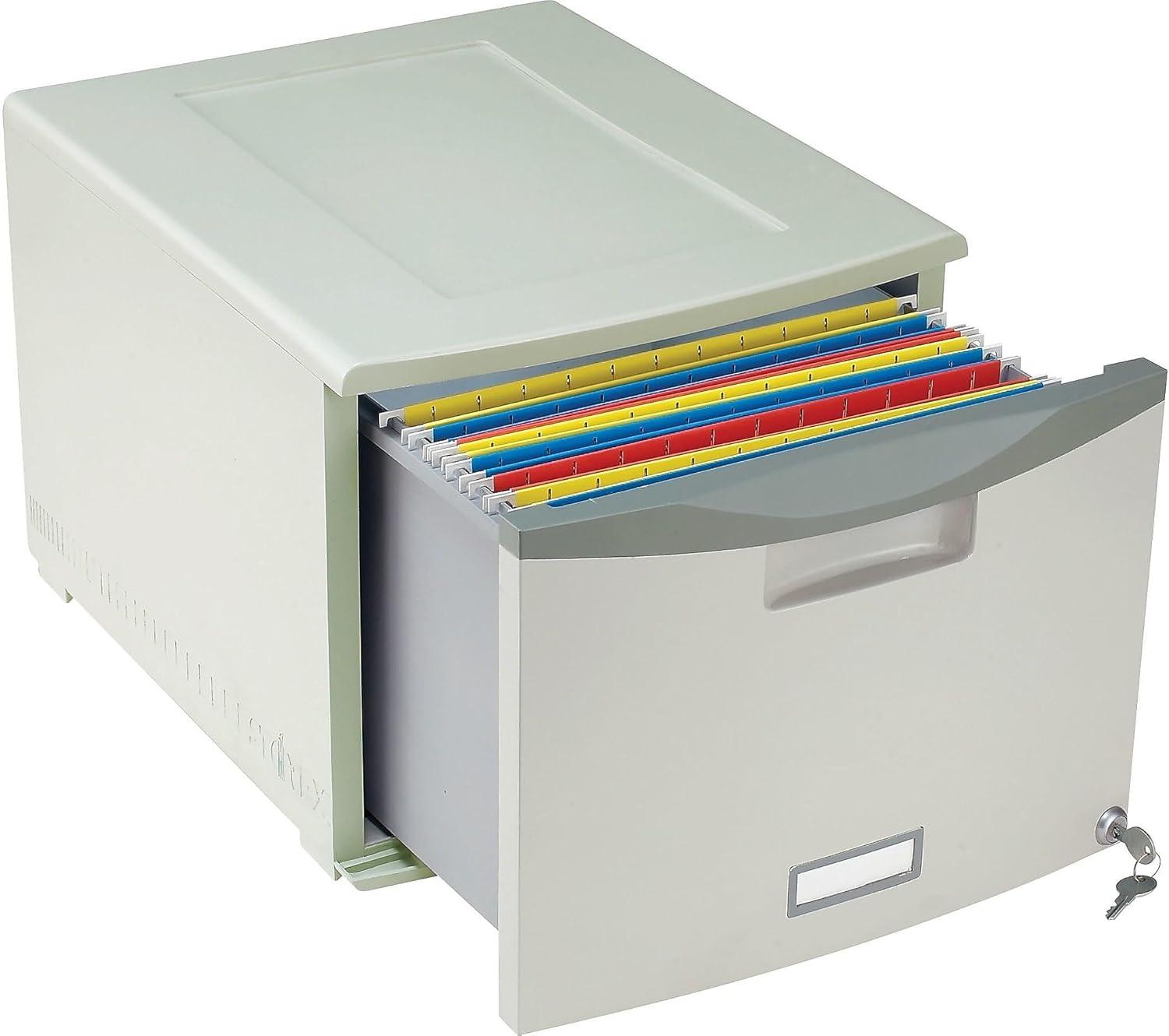 imageStorex Plastic OneDrawer File Cabinet Locking Document Organizer for Home and Office Gray 1Pack 61251B01CGreyDark Grey