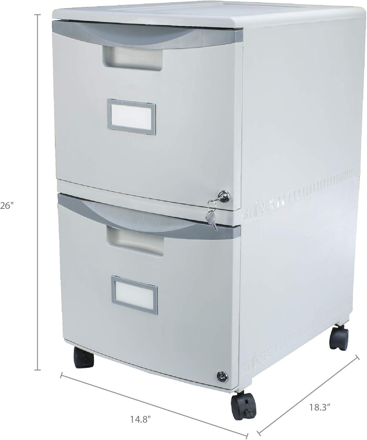 imageStorex Plastic TwoDrawer File Cabinet Locking Document Organizer with Casters for Home and Office Gray 1Pack 61310B01C