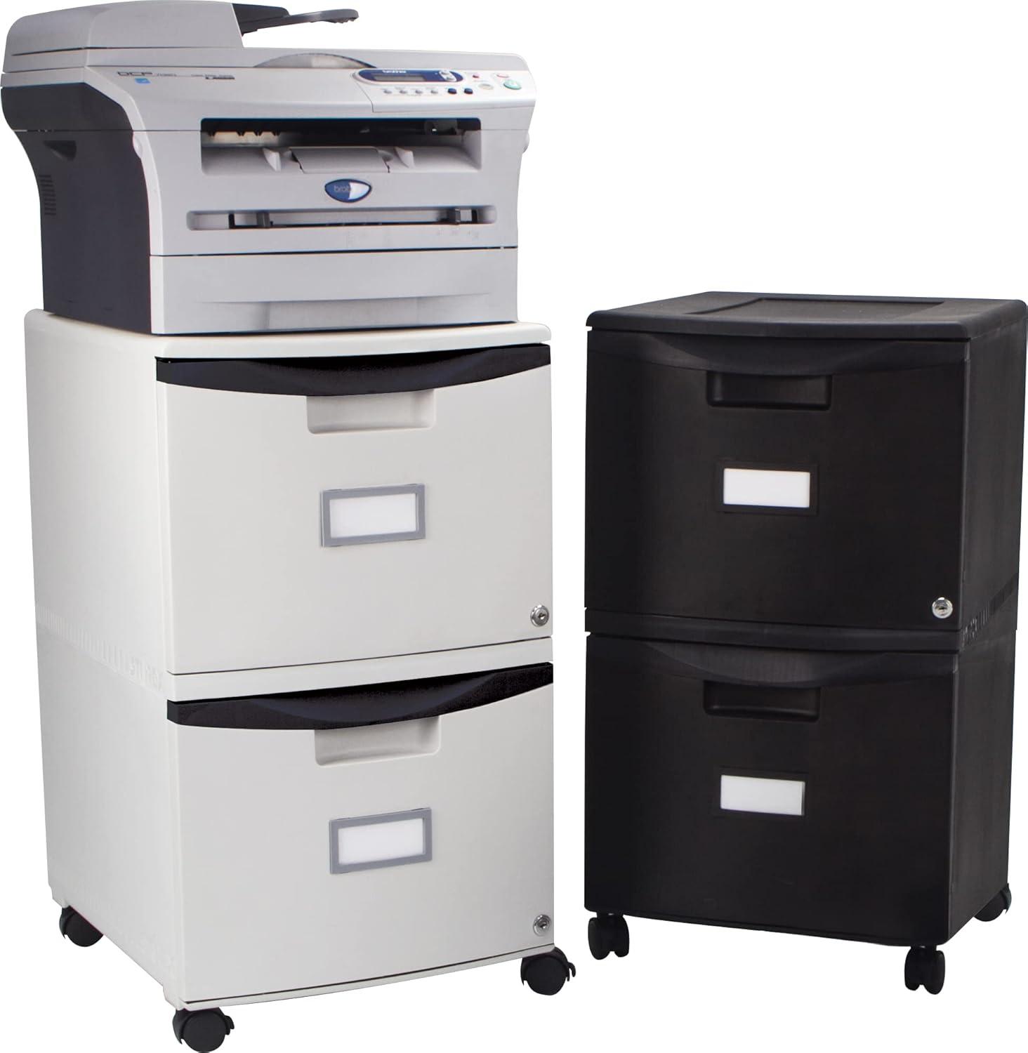 imageStorex Plastic TwoDrawer File Cabinet Locking Document Organizer with Casters for Home and Office Gray 1Pack 61311B01C
