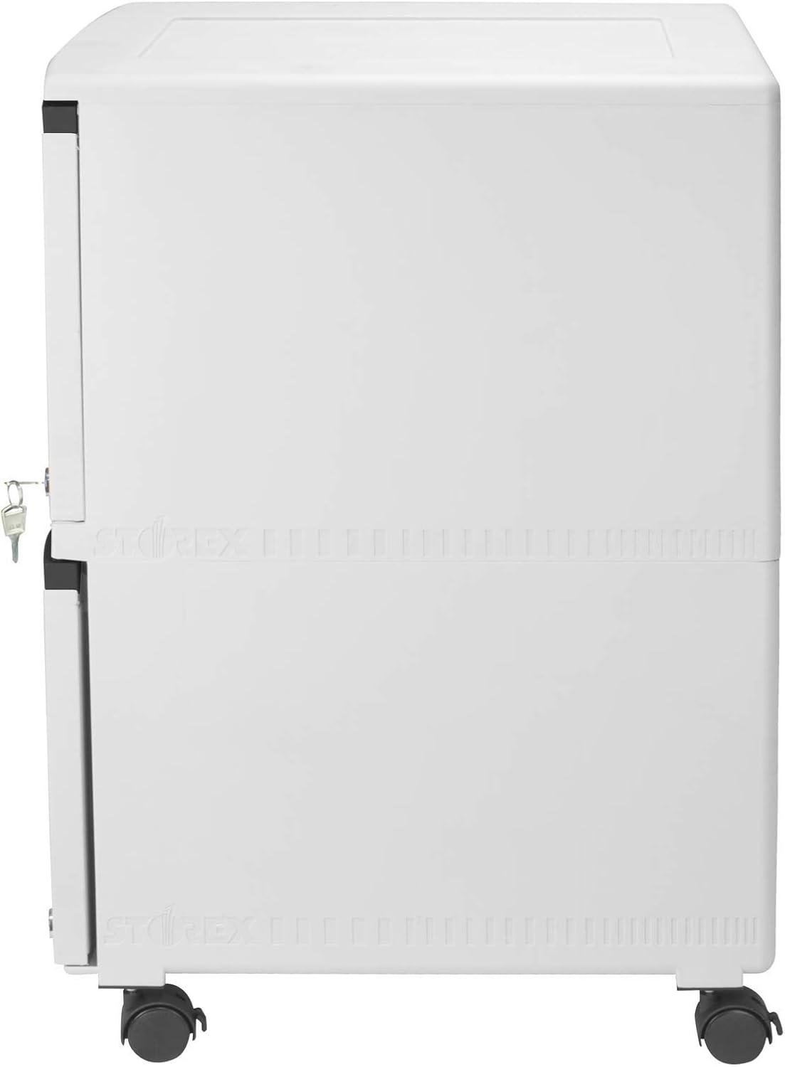 imageStorex Plastic TwoDrawer File Cabinet Locking Document Organizer with Casters for Home and Office Gray 1Pack 61311B01C