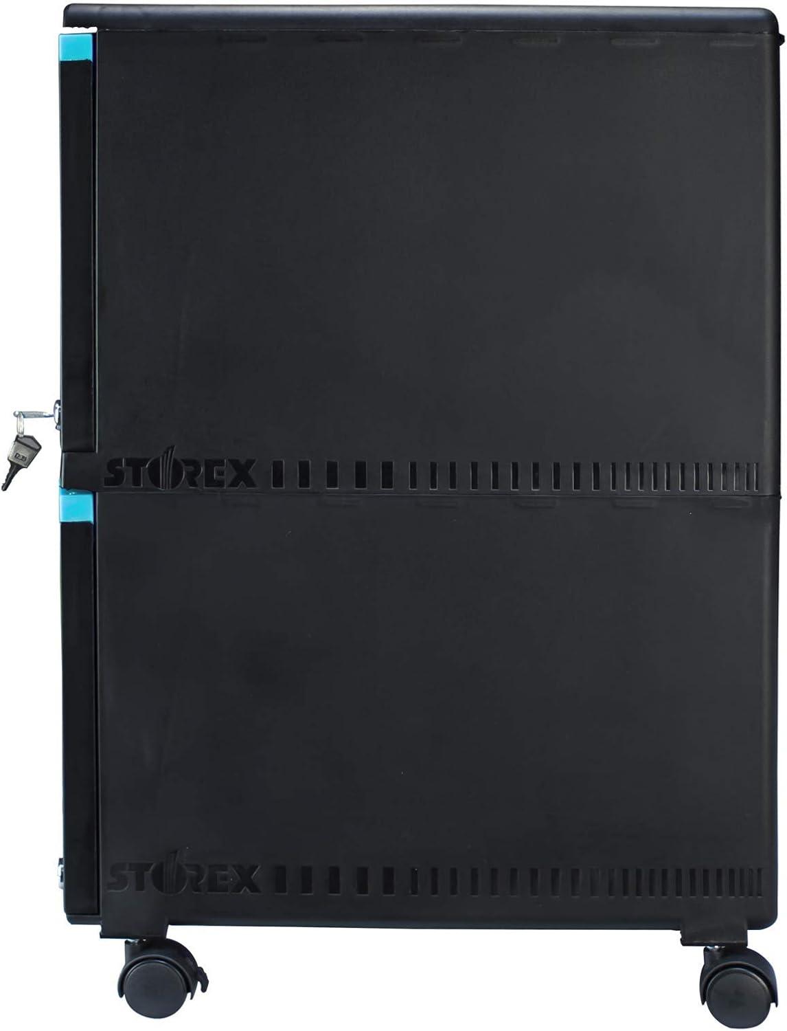 imageStorex TwoDrawer Mobile Filing Cabinet 2 LegalletterSize File Drawers Blackteal 1475 X 1825 X 26