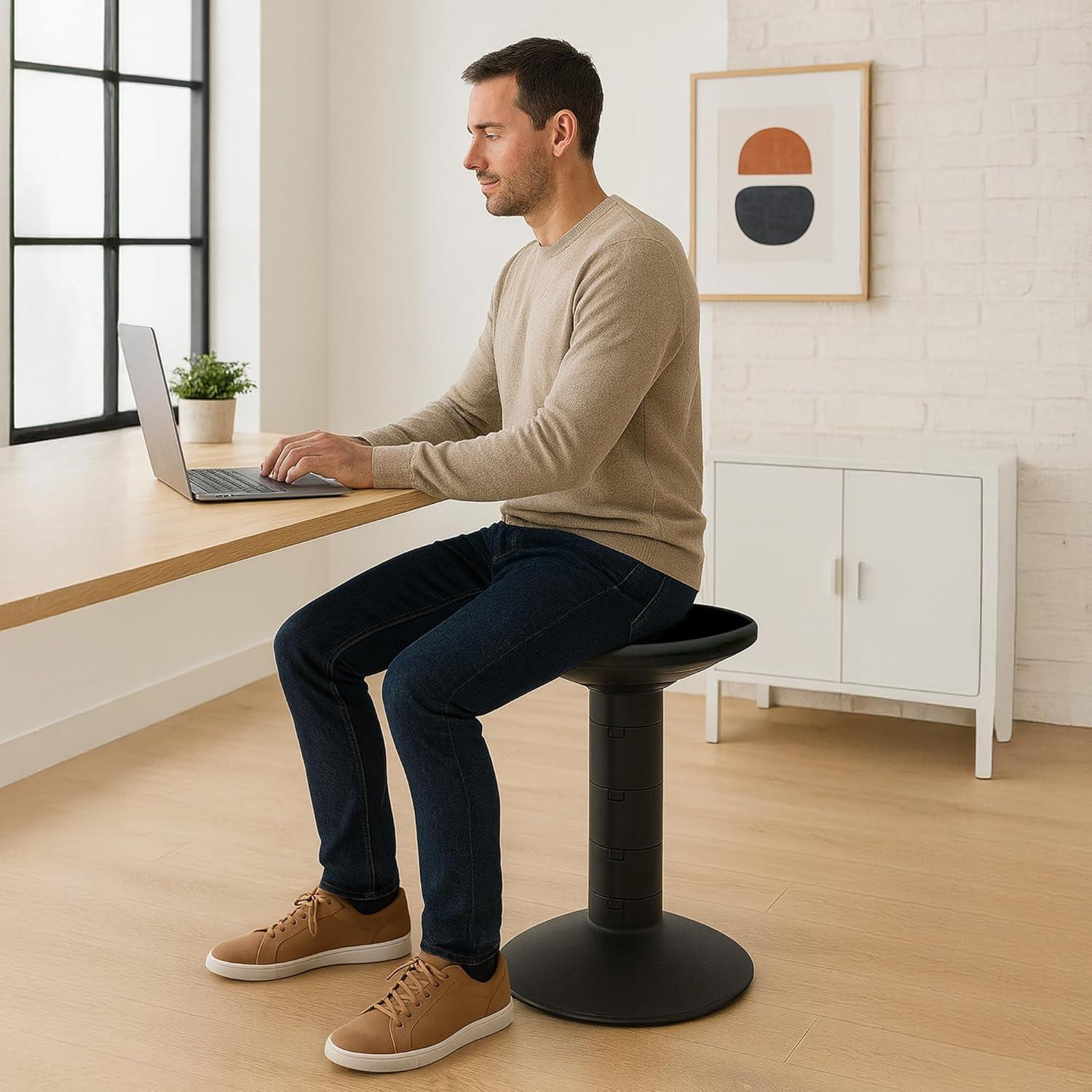 imageStorex Wiggle Stool Active Flexible Seating for Classroom and Home Study Adjustable 1218 Inch Height Black 00300U01CBlack
