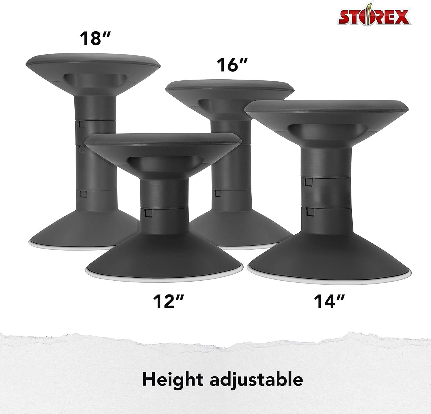 imageStorex Wiggle Stool Active Flexible Seating for Classroom and Home Study Adjustable 1218 Inch Height Black 00300U01CBlack
