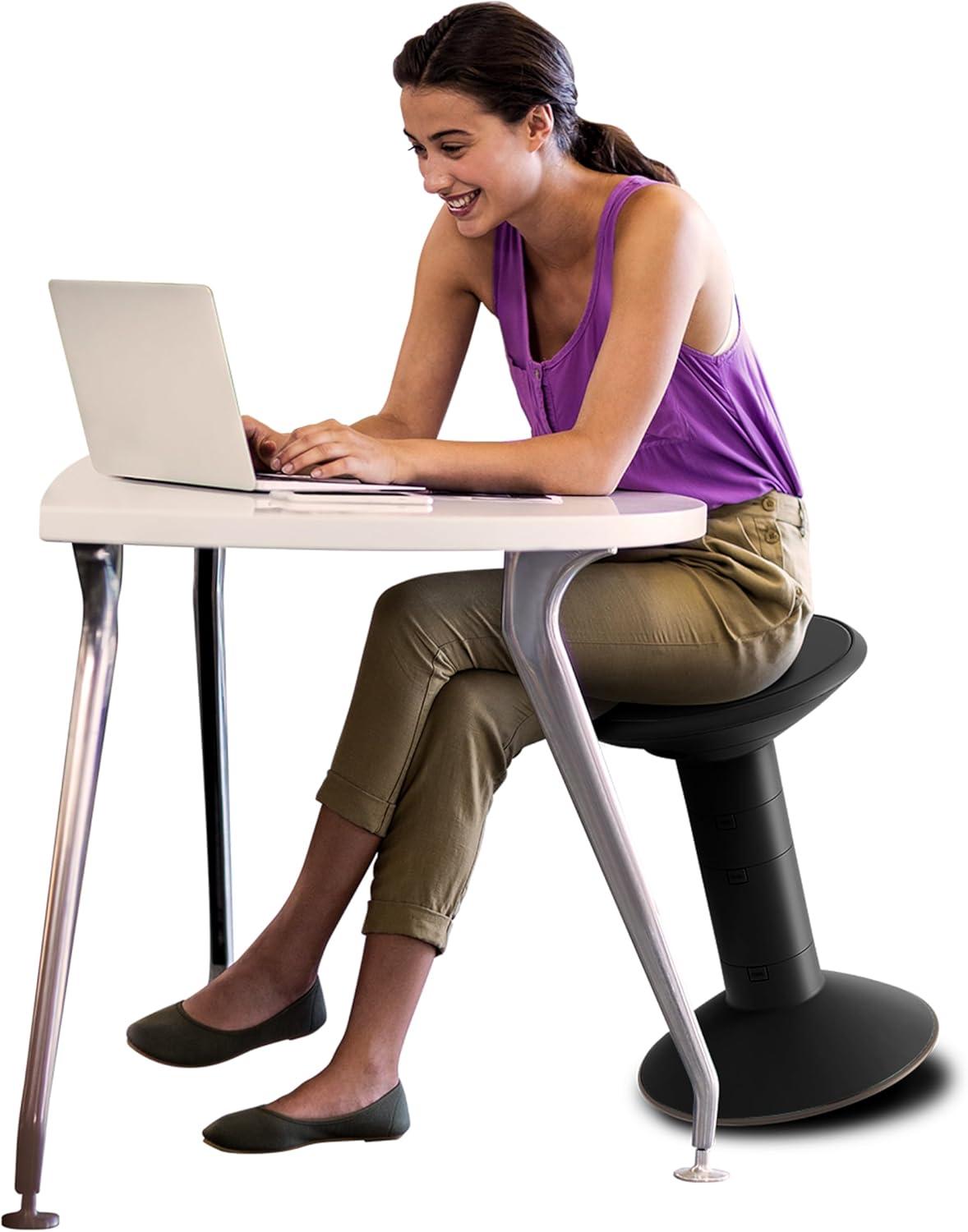 imageStorex Wiggle Stool Active Flexible Seating for Classroom and Home Study Adjustable 1218 Inch Height Black 00300U01CBlack