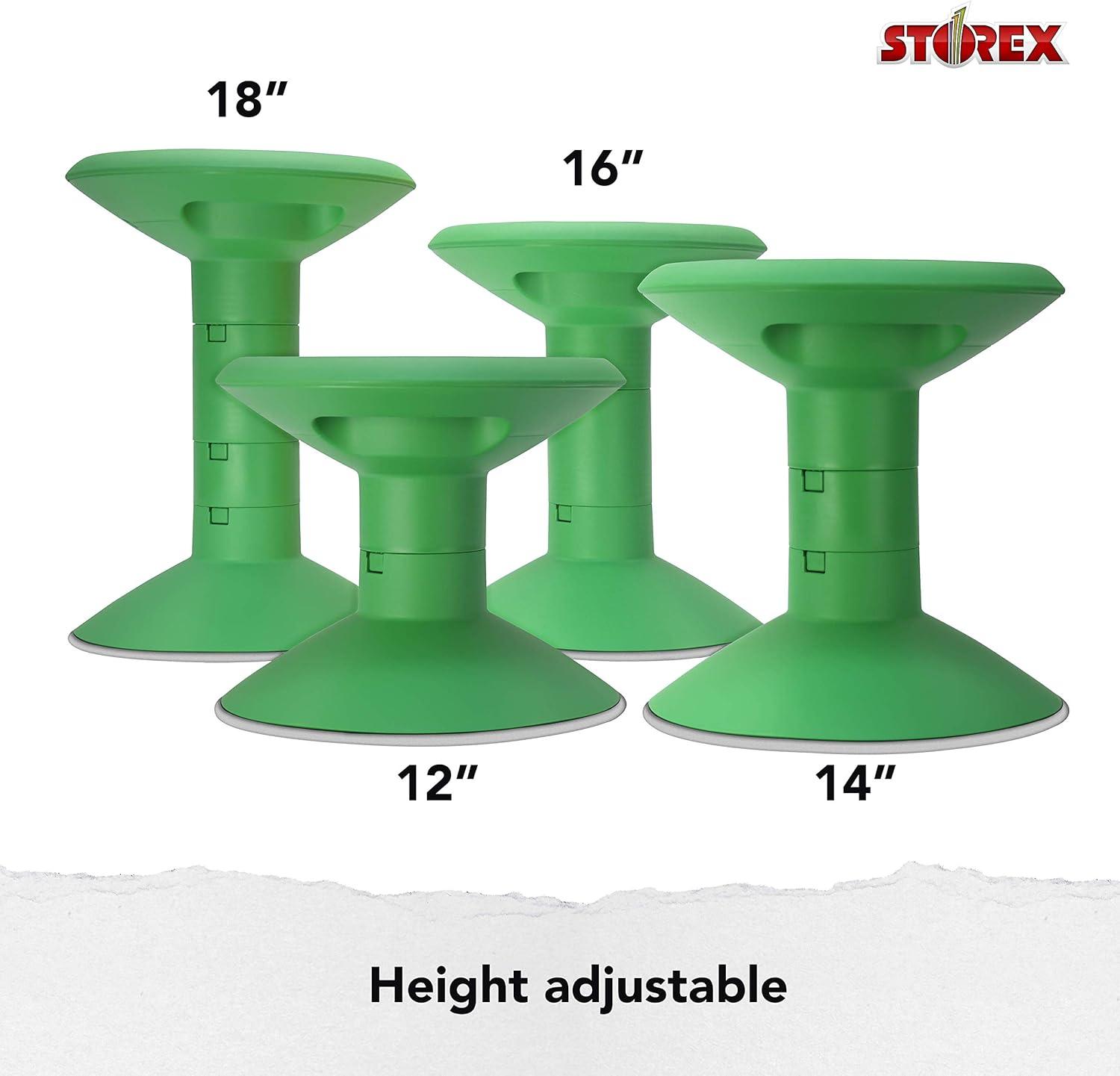 imageStorex Wiggle Stool Active Flexible Seating for Classroom and Home Study Adjustable 1218 Inch Height Black 00300U01CGreen