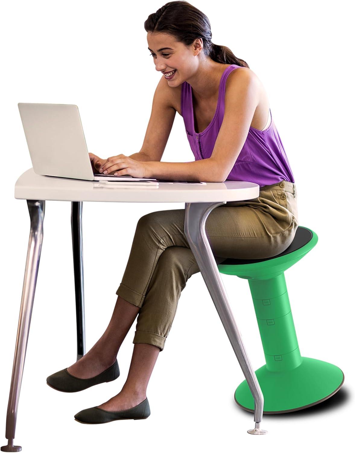 imageStorex Wiggle Stool Active Flexible Seating for Classroom and Home Study Adjustable 1218 Inch Height Black 00300U01CGreen