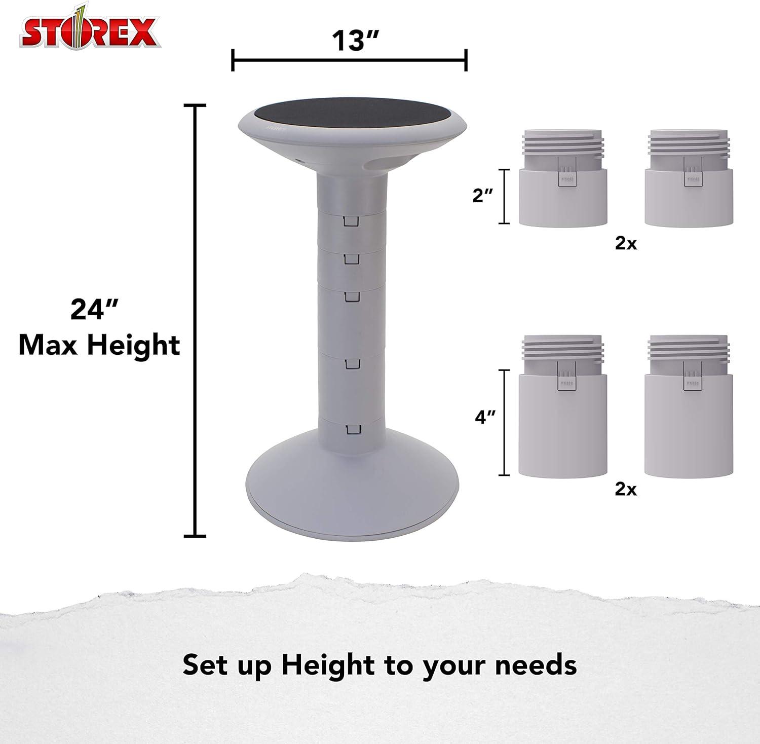 imageStorex Wiggle Stool Active Flexible Seating for Classroom and Home Study Adjustable 1218 Inch Height Black 00300U01CGrey
