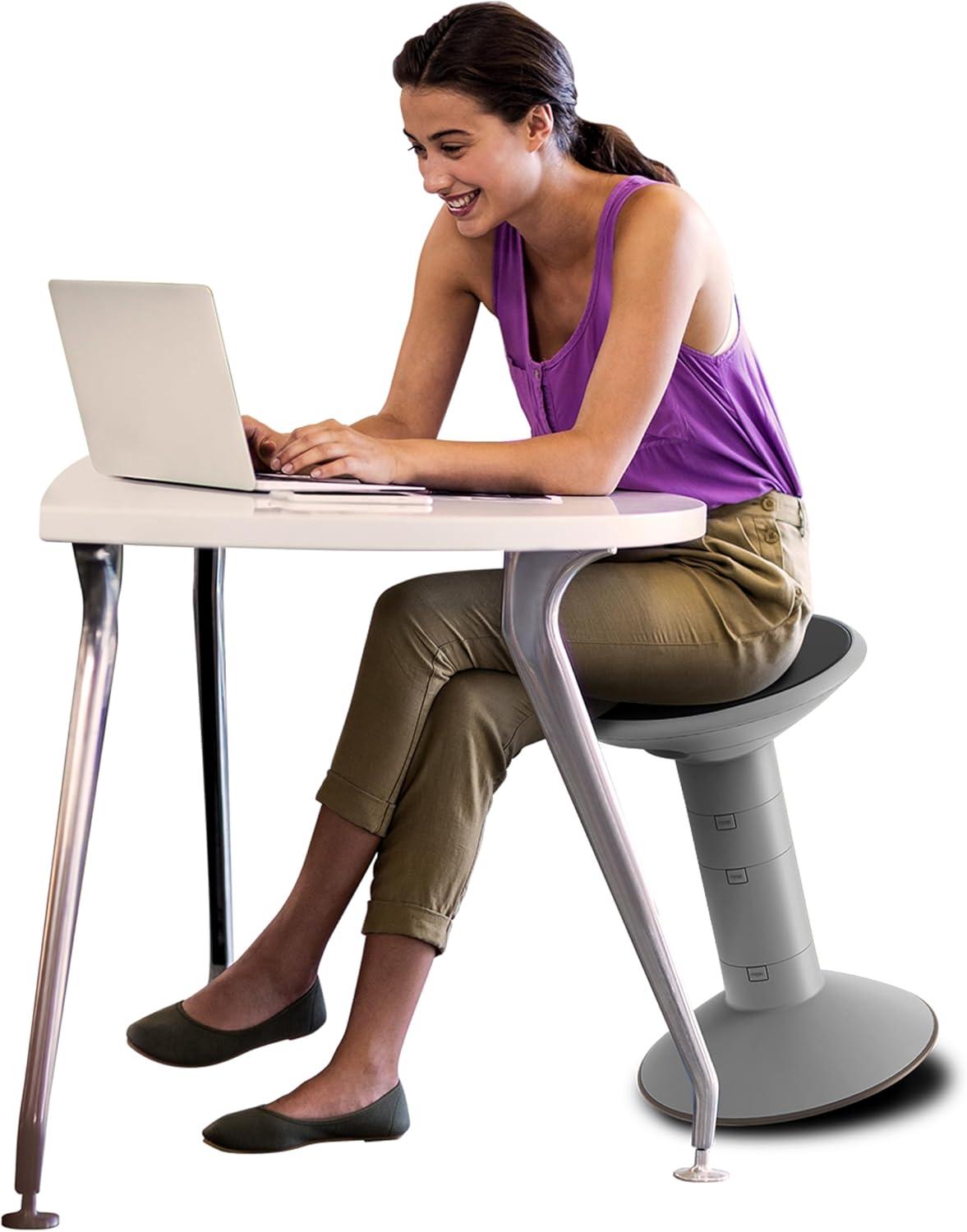 imageStorex Wiggle Stool Active Flexible Seating for Classroom and Home Study Adjustable 1218 Inch Height Black 00300U01CGrey