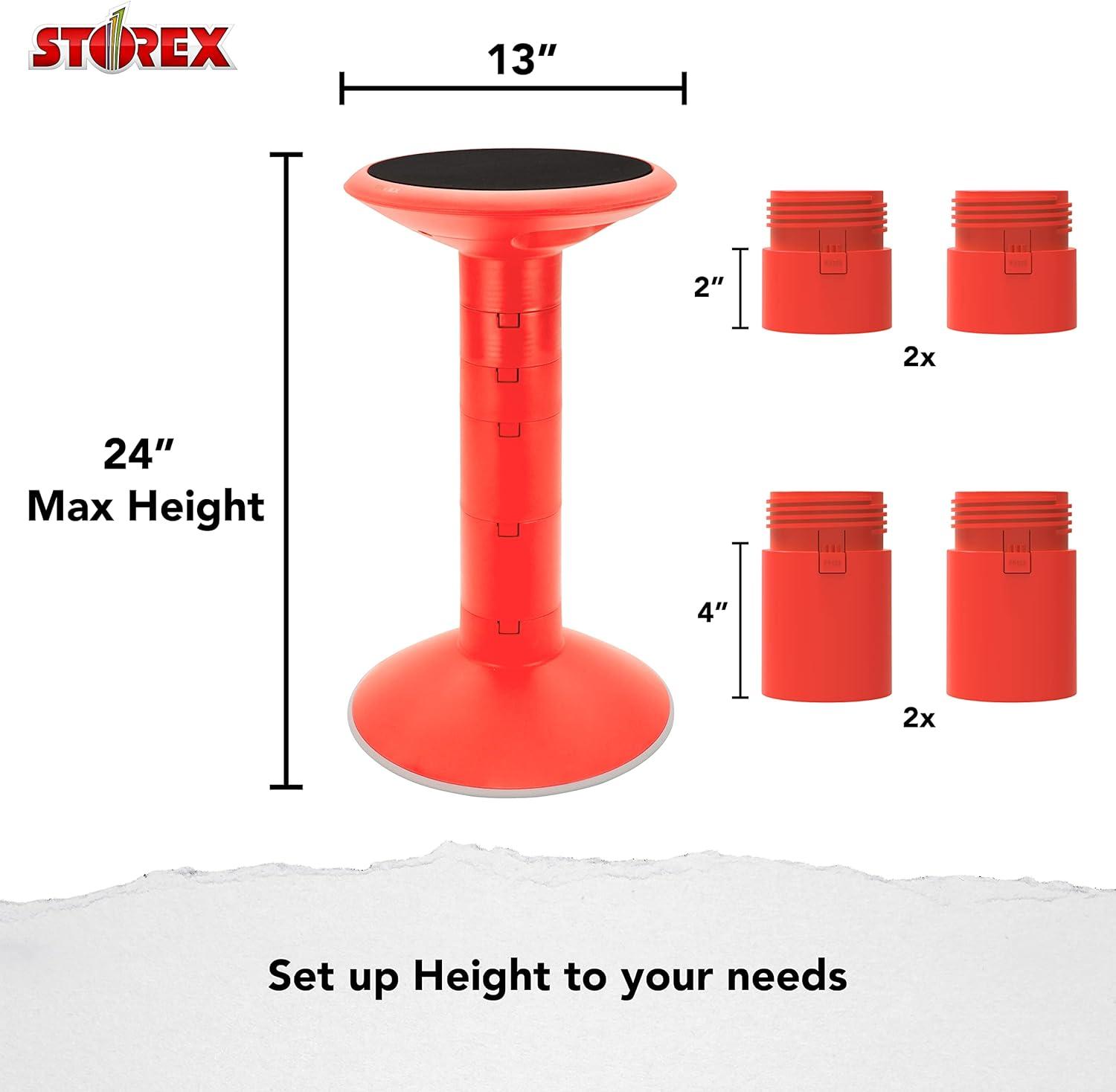 imageStorex Wiggle Stool Active Flexible Seating for Classroom and Home Study Adjustable 1218 Inch Height Black 00300U01CRed
