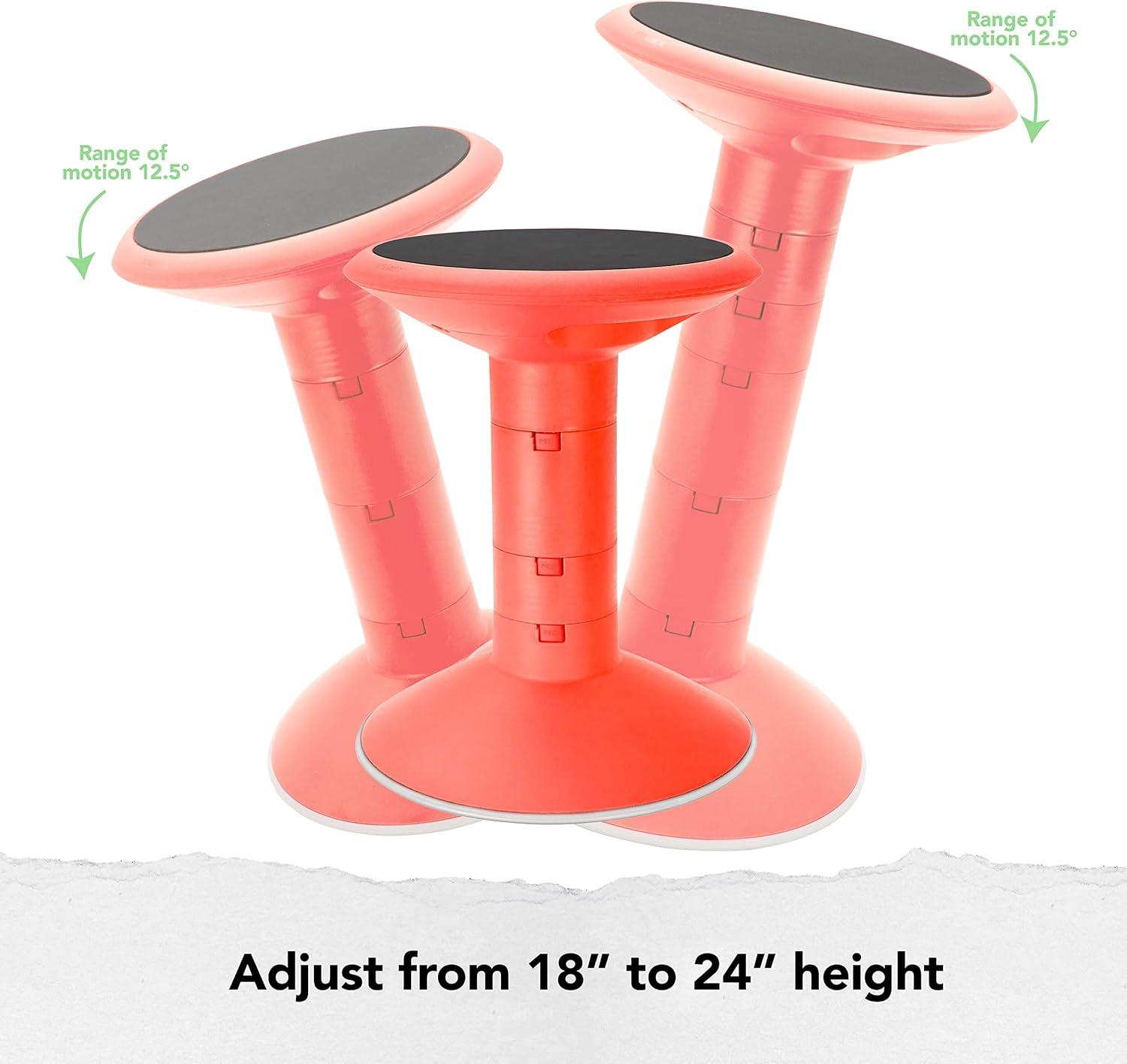 imageStorex Wiggle Stool Active Flexible Seating for Classroom and Home Study Adjustable 1218 Inch Height Black 00300U01CRed