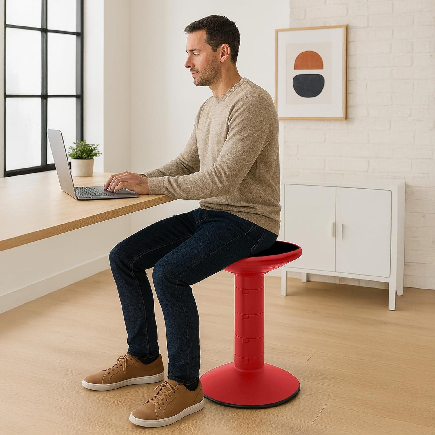 imageStorex Wiggle Stool Active Flexible Seating for Classroom and Home Study Adjustable 1218 Inch Height Black 00300U01CRed